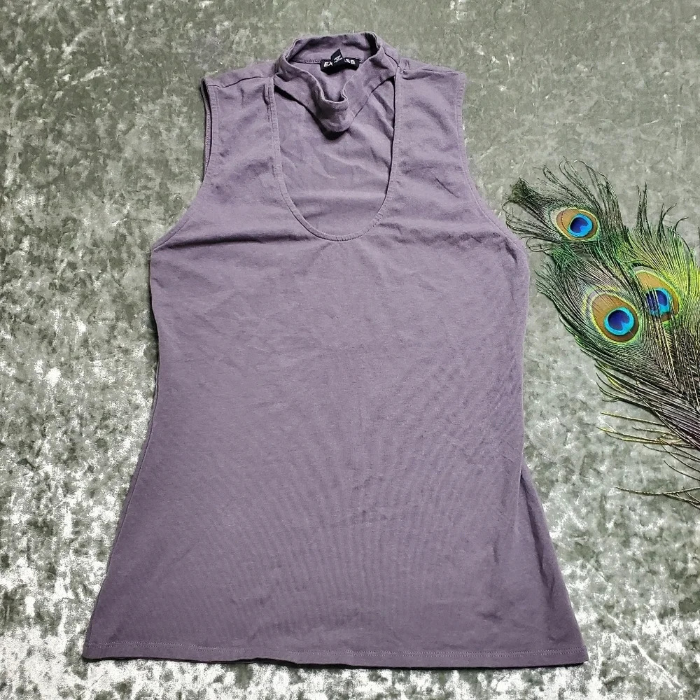 Express Cut Out Choker Gray Tank Top‎